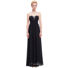 Starzz Ladies Full-Length Strapless Chiffon Black Long Evening Party Wear Gown 2016 ST000002-1